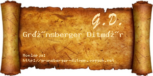 Grünsberger Ditmár névjegykártya